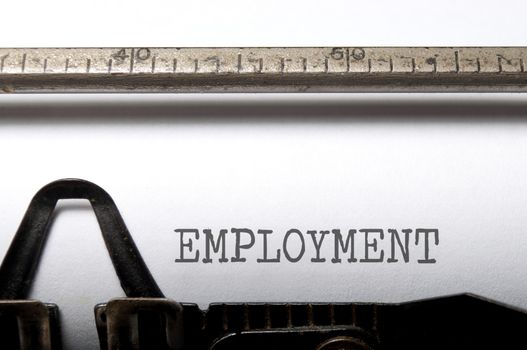 Employment typed using a vintage typewriter