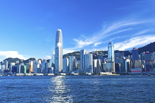 Hong Kong view along Victoria Harbor