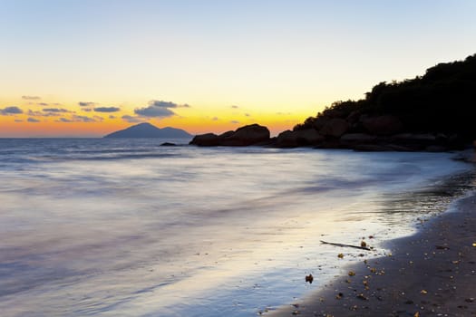 Sunset on the beach with beautiful sky