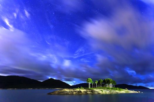 Stars sky at lake