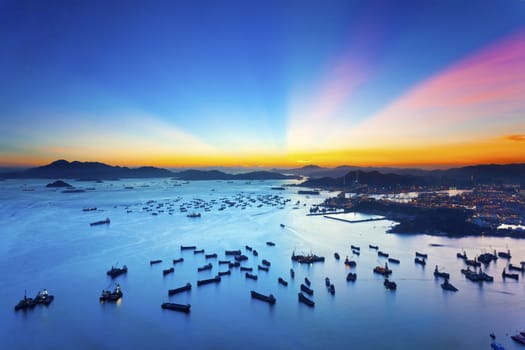 Hong Kong sunset along the shelter land