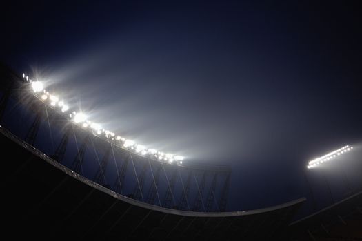 Stadium floodlights at night time, Beijing, China