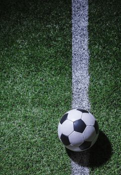 Soccer field with soccer ball and line