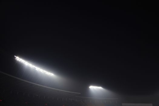 Stadium floodlights at night time, Beijing, China