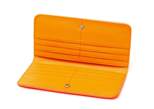 New Orange Leather Wallet on white background