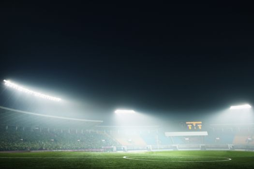 Digital coposit of soccer field and night sky