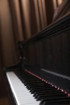 Close-up of piano and piano keys