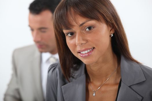 Close-up of young business couple