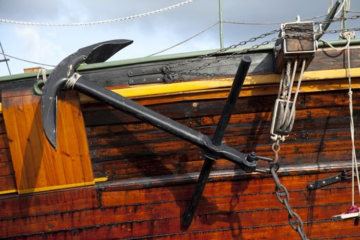 Anchor on a woode sail ship