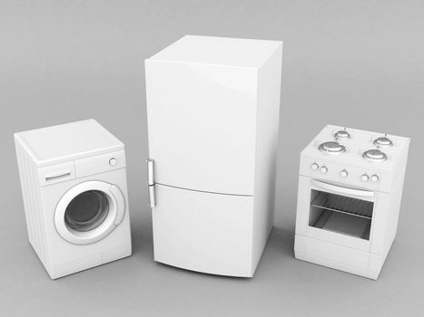 picture of household appliances on a gray background