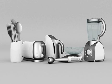 picture of household appliances on a gray background