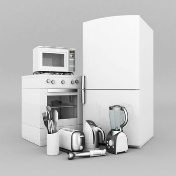 picture of household appliances on a gray background