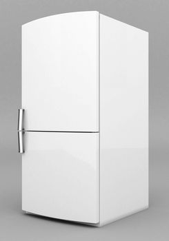 Picture a beautiful refrigerator on a gray background