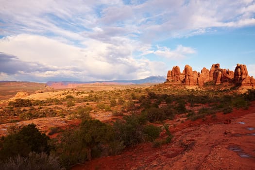 Red Desert at Sunset after the Storm, Arches National Park, Utah, USA