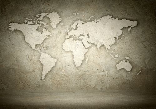 World map with continents bright illustration background
