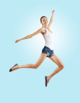 Modern style female dancer jumping and posing. Illustration