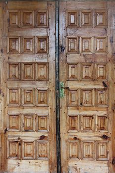 Beautiful wooden doors with transparent glass