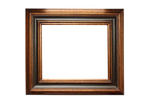 empty dark painting wooden frame isolated over white background