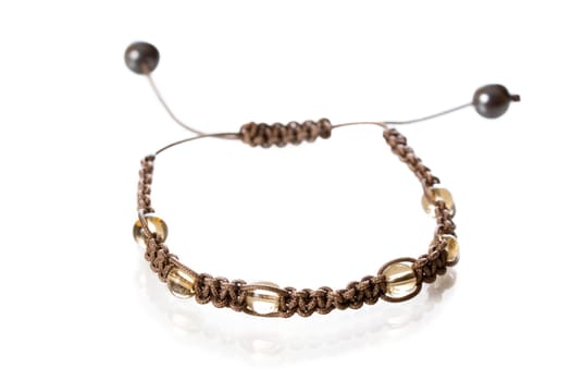 Popular Buddhist bracelet shamballa on a white background.