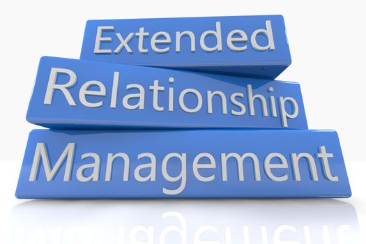 Blue box concept: Extended Relationship Management on white background