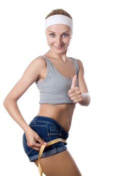 Diet healthy eating and weight loss - isolated over a white background