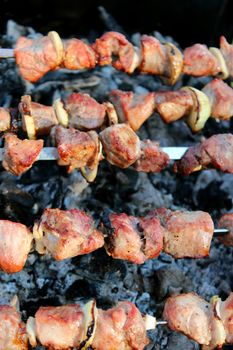 image of appetizing barbecue on the fire