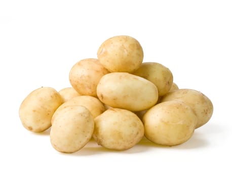 New potato  isolated on white background close up with clipping path