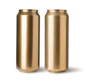 golden cans isolated on white