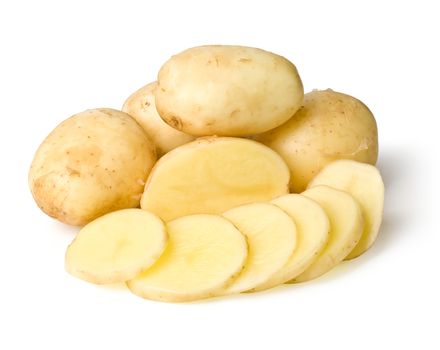 New potato isolated on white background close up