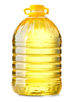 bottle oil plastic big on white background