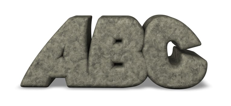 stone letters abc on white background - 3d illustration