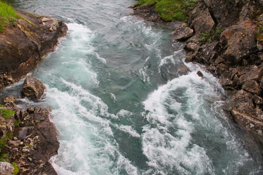 Beautiful rapids of mountain river, top view