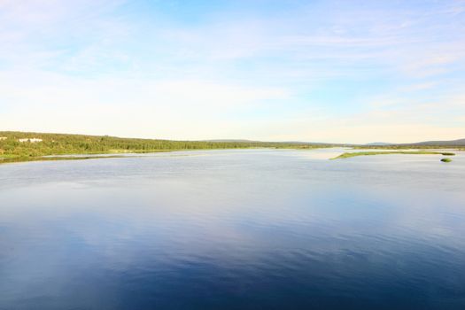 Beautiful landscape with Kemijoki river, Rovaniemi, Finland