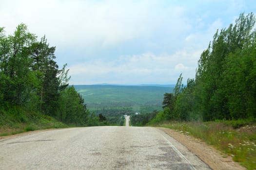 View of mountain road in forest