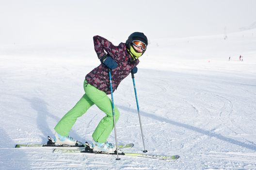 Skier. Ski resort of Kaprun, Kitzsteinhorn glacier. Austria