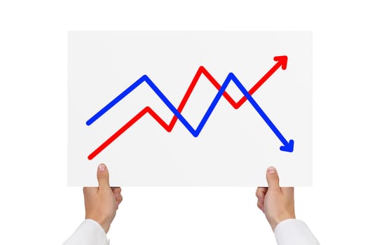 hand holding paper with graph