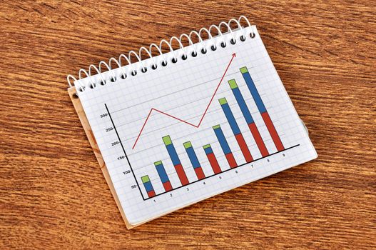 scheme growth profits in notebook, close up