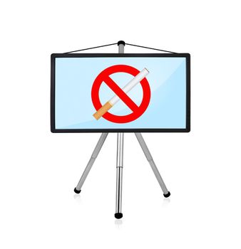 flat panel on tripod with stop smoking symbol