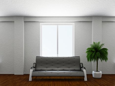 Livingroom with sofa near the window