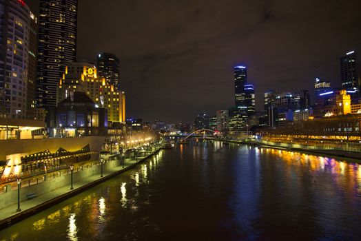 central melbourne skyline in australia at night