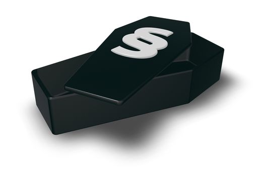 coffin with paragraph symbol on white background - 3d illustration