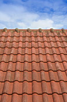 The Tiled Roof with Fluffy Cloud Blue Sky 108