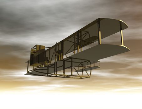 Digital Illustration of a Biplane