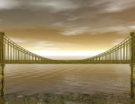 Digital Illustration of a golden Bridge