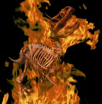 Digital Illustration of a burning T. Rex