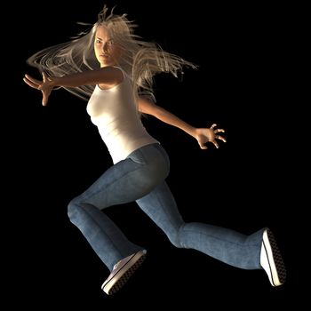 Digital rendering / Pose of a jumping woman