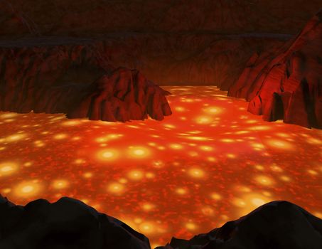 digital visualization of a lava lake
