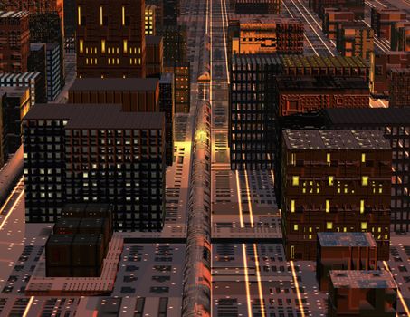 digital visualization of a science fiction city