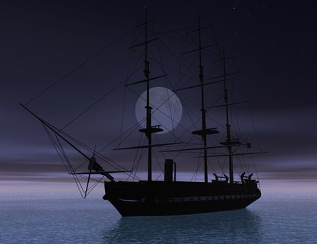 digital visualization of a sailing ship