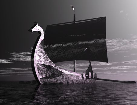 Digital Illustration of a Viking Ship